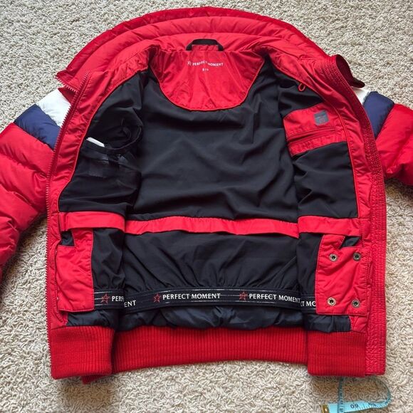 Perfect Moment Queenie Down Ski Jacket Red Navy Blue White Small - Picture 8 of 9